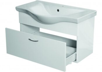 OLSEN SPA - Skrinka s keramickým umývadlom vekami 55/65/80 - Nábytok Viky - 64 × 46 × 16,5 cm OLNVIKI365 + OLKE70652