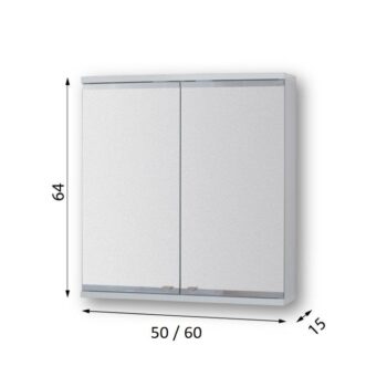 OLSEN SPA - Vrchný zrkadlová skrinka ARLES s LED osvetlením - Rozmery skriniek - 60 × 64 × 15 cm OLNARL60