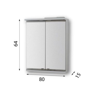 OLSEN SPA - Vrchný zrkadlová skrinka NICE s LED osvetlením - Rozmery skriniek - 80 × 64 × 15 cm OLNNIC80