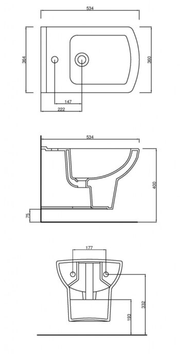 OLSEN SPA - Závesný bidet NERO OLKGNE02BDE00