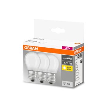 OSRAM LED kvapka E27 P40 4W 2 700K 470lm matná 3ks