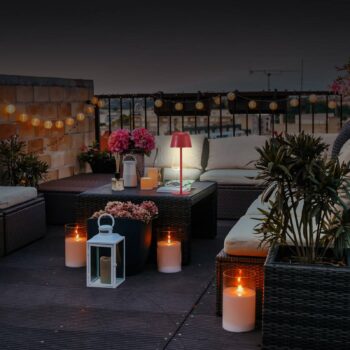 OSRAM LED stolová lampa na batérie ENDURA STYLE magenta 30 cm IP44 CCT