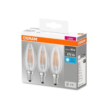 OSRAM LED sviečka E14 4W filament 4 000K 470lm 3ks