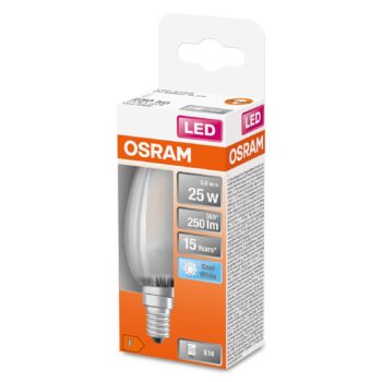 OSRAM LED sviečka E14 Classic B 2,5 W 4 000 K matná