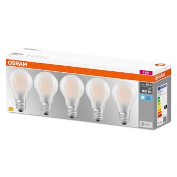 OSRAM LED žiarovka E27 Base CL A 6,5W 4000K mat. 5