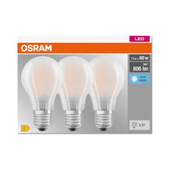 OSRAM LED žiarovka E27 Base CL A 7W 4000K matná 3k