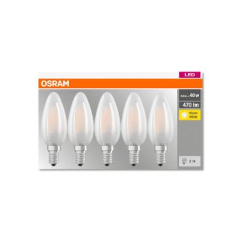 OSRAM LED žiarovka sviečka E14 4W 2 700K 470lm 5ks