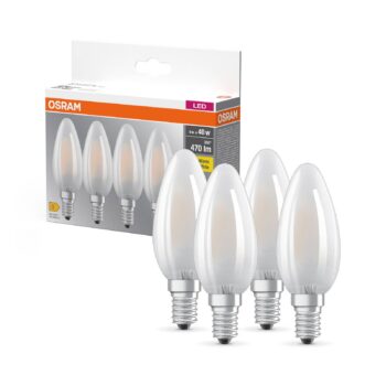 OSRAM LED žiarovka sviečka matná E14 4W 827 4-pack