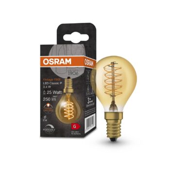 OSRAM Vintage 1906 LED kvapka E14 3,4 W zlatá dim