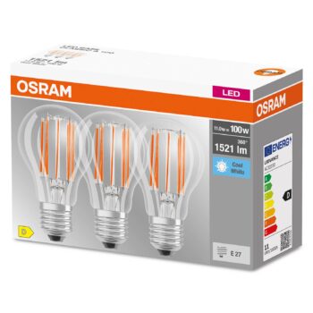 OSRAM filament LED žiarovka E27 Base 11W 4000K 3ks