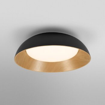 OSRAM stropné LED svetlo ORBIS ALVA, čierne/drevený dekor, Ø 51 cm