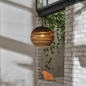 OSRAM závesné svietidlo BALL, hnedé, Ø 26 cm, vlnitá lepenka, E27