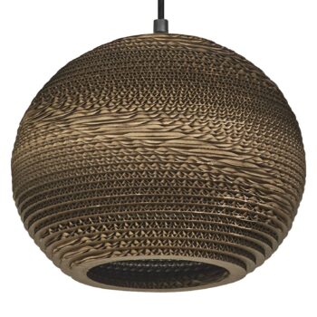 OSRAM závesné svietidlo BALL, hnedé, Ø 26 cm, vlnitá lepenka, E27