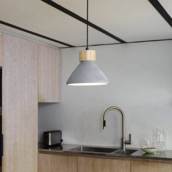 OSRAM závesné svietidlo CONCRETE WOOD, sivá, Ø 22 cm, betón, E27