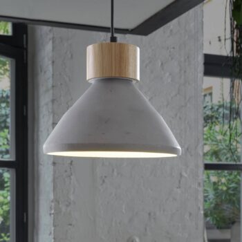 OSRAM závesné svietidlo CONCRETE WOOD, sivá, Ø 22 cm, betón, E27