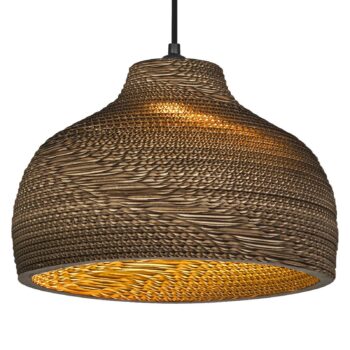 OSRAM závesné svietidlo HAT, hnedé, Ø 36 cm, vlnitá lepenka, E27