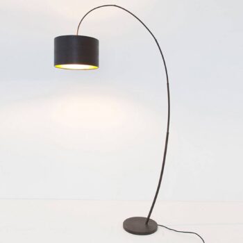 Oblúk stojaca lampa Bambus Arco hnedo-čierna zlatá