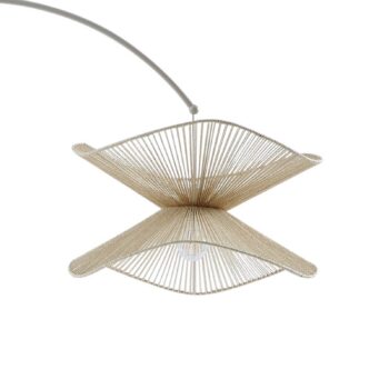 Oblúková lampa Lindby Valdorin, béžová, papier, 195 cm, IP20