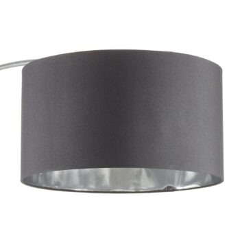 Oblúková lampa Mara, kov, textil, chróm, čierna
