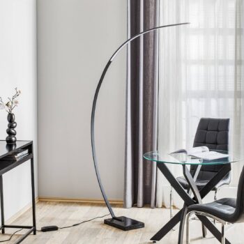Oblúková stojaca LED lampa Bangkok, čierna matná