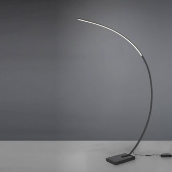 Oblúková stojaca LED lampa Bangkok, čierna matná