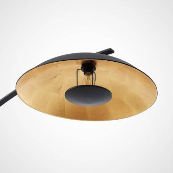 Oblúková stojacia lampa Lindby Emilienne, čierna, zlatá farba, 180 cm