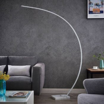 Oblúková stojacia lampa Lindby LED Kendra, biela, hliník, výška 180 cm