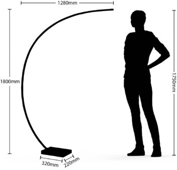 Oblúková stojacia lampa Lindby LED Kendra, biela, hliník, výška 180 cm