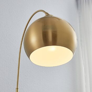 Oblúková stojacia lampa Lindby Moisia, mosadzná farba, kov, 148 cm