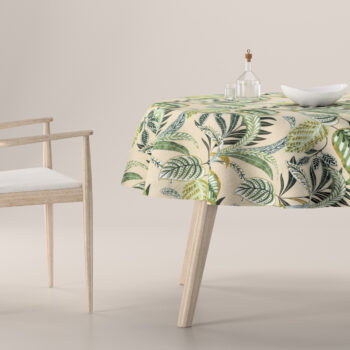 Obrus okrúhly, olivovozelené kvety na ľanovom podklade, Tropical Island, 142-96