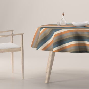 Obrus okrúhly, pásy v odtieňoch červeno-hnedo-modrých farbách, Vintage 70's, 143-58