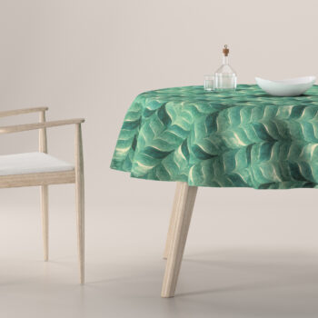 Obrus okrúhly, smaragdovo - zelený vzor na plátne, Abigail, 143-16