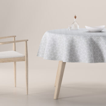 Obrus okrúhly, vzor kocky na sivom podklade, Sunny, 143-50