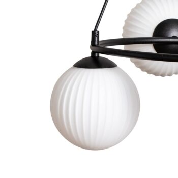Obývacia lampa Libra, opál/čierna, Ø 70 cm, sklo, 5 svetiel.