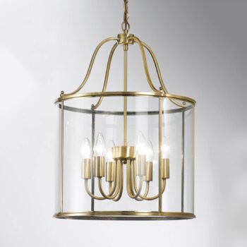 Okrúhly tvar lucerny – závesná lampa Rieka 43 cm