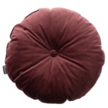Okrúhly vankúš s gombíkom, Bordeaux, ⌀40 cm, Velvet, 704-26