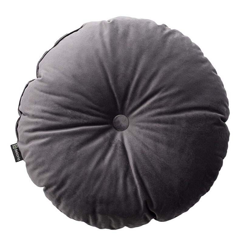 Okrúhly vankúš s gombíkom, Mørkegrå, ⌀40 cm, Velvet, 704-12 Okrúhly vankúš s gombíkom, Mørkegrå, ⌀40 cm, Velvet, 704-12