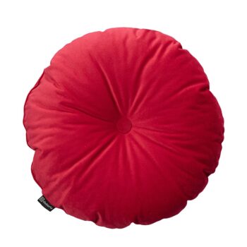 Okrúhly vankúš s gombíkom, Rød, ⌀40 cm, Velvet, 704-15