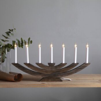 Osvetlenie okna Navida, drevo, 7–pl., hnedá