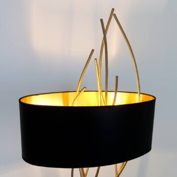 Oválna stojacia lampa Elba, zlatá/čierna, výška 180 cm, železo