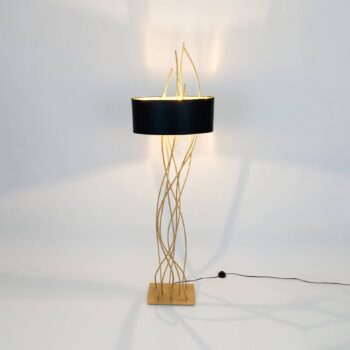 Oválna stojacia lampa Elba, zlatá/čierna, výška 180 cm, železo
