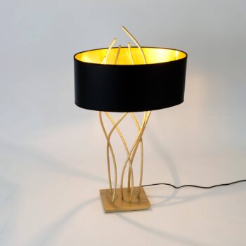 Oválna stolová lampa Elba, zlatá/čierna, výška 75 cm, železo