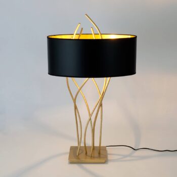 Oválna stolová lampa Elba, zlatá/čierna, výška 75 cm, železo