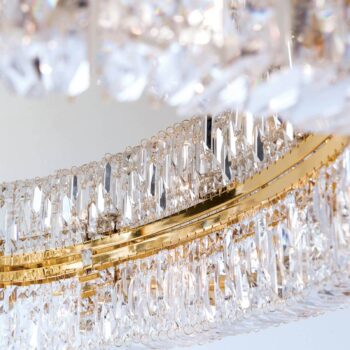 Oválne prémium stropné svietidlo Kruh s krištáľmi