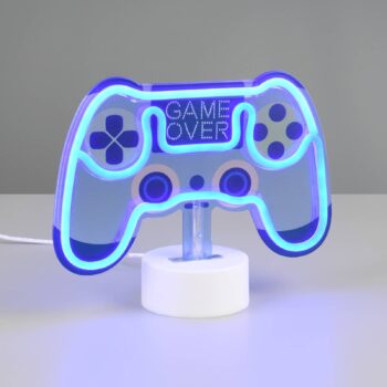 Ovládacia LED stolová lampa, modrá, šírka 22,8 cm, plast
