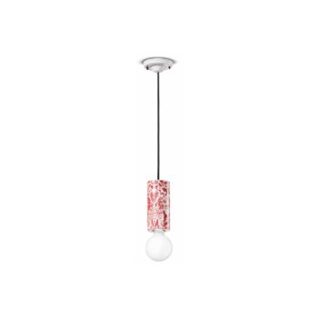 PI závesná lampa, kvetinový vzor Ø 8 cm červená/biela