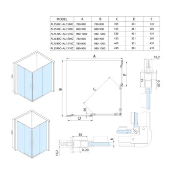 POLYSAN - ALTIS obdĺžniková sprchová zástena 1000x900 L/P varianta, rohový vstup AL1510CAL1590C