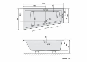POLYSAN - ANDRA L asymetrická vaňa 170x90x45cm, biela 81111