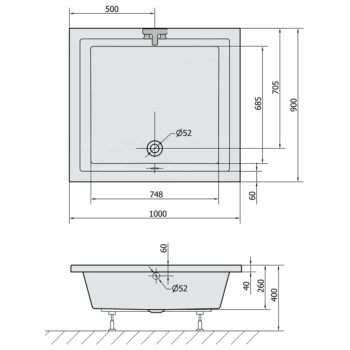 POLYSAN - DEEP hlboká sprchová vanička obdĺžnik 100x90x26cm, biela 72340