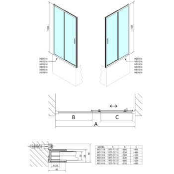 POLYSAN - DEEP sprchové dvere 1200x1650 číre sklo MD1216